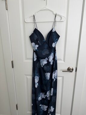 Sachin + Babi Navy Floral Slip Maxi Dress with White Flowers